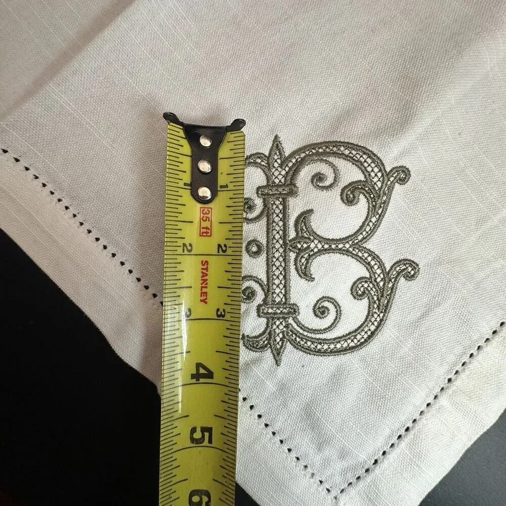 Set 2 Heavyweight Cotton Napkins Gothic Monogram B Hemstitch India 18x18